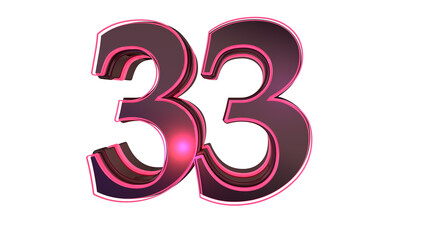 Black pink  design 3d number 33
