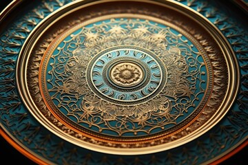 Fototapeta premium Chinaware plate with mandala pattern.