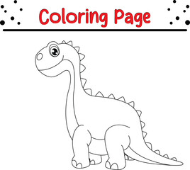 Dinosaurs coloring page for children.  Cute Dinosaurs Jungle animal coloring book.