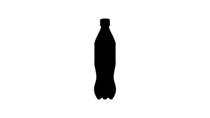 A black silhouette of a 750ml plastic soda bottle,  it evokes the refreshing taste of a cold soda on a hot day
