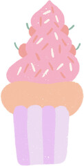 Pastel dessert hand drawn illustration with grainy textured