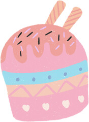 Pastel dessert hand drawn illustration with grainy textured
