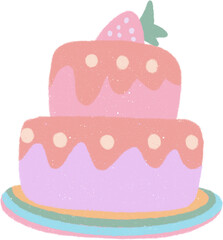 Pastel dessert hand drawn illustration with grainy textured