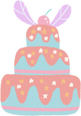 Pastel dessert hand drawn illustration with grainy textured