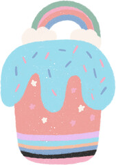 Pastel dessert hand drawn illustration with grainy textured