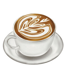 Latte or cappuccino coffee illustration 