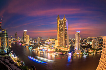 Cityscape of Bangkok, Bangkok, night view in the business district at twilight
