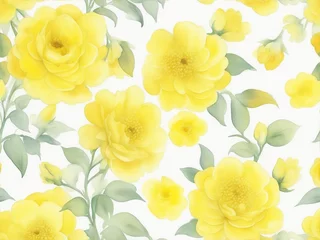 Gordijnen seamless pattern with yellow flowers © Ai