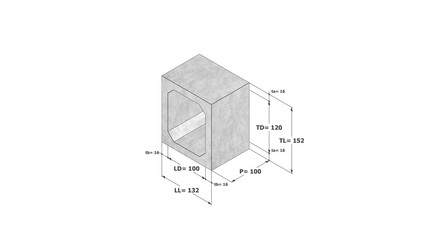 Box Culvert Concrete 100x120x100 3D Illustration with Measurements in Centimeter
