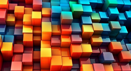 Cube pattern background, three-dimensional geometric blocks, generative ai