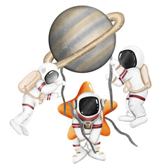 Astronaut Adventure: Exploring Cosmic Space among Stars and Planets