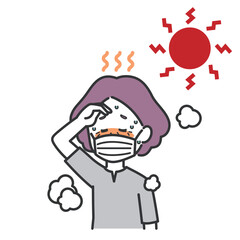 マスクをして熱中症になるシニア女性