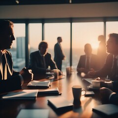 Corporate meeting, late evening