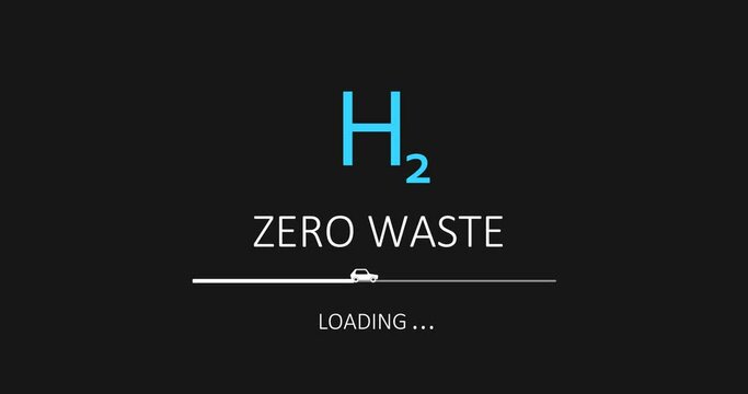 Concept of green hydrogen energy. Energy generation and transportation. Progress or loading bar with car icon. Zero waste loading