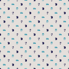 Back to school seamless pattern from education, science objects. Vector background.