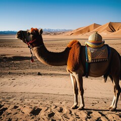 A cute camel in the Ghost City in Xinjiang, China.
