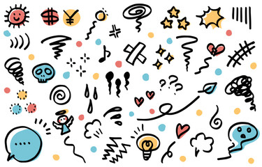 手書きの感情表現記号アイコンセット