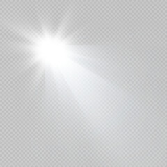 White light. background effect. Bright light effect with rays and glare for vector illustration.