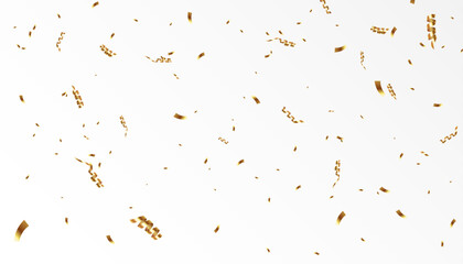 Golden confetti isolated on transparent background. Falling serpentine. Realistic golden serpentine. Flying holiday tinsel. Anniversary decorative elements. vector