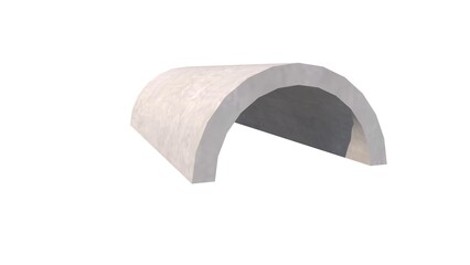 Concrete Half Round Pipe 3D Illustration