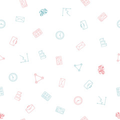 Business seamless vector pattern. Background with thin line icons for presentation backdrop.
