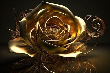 stunning gold rose with dynamic lighting. Generative AI