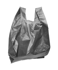 One black plastic bag isolated on white