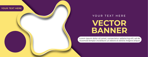 Purple and Yellow Cream Vector Banner with Abstract Shape Template Design