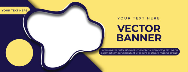 Dark Blue and Yellow Cream Vector Banner with Abstract Shape Template Design