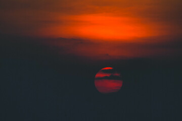 Dramatic Fiery Sunset with Clouds