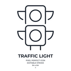 Traffic light editable stroke outline icon isolated on white background flat vector illustration. Pixel perfect. 64 x 64.