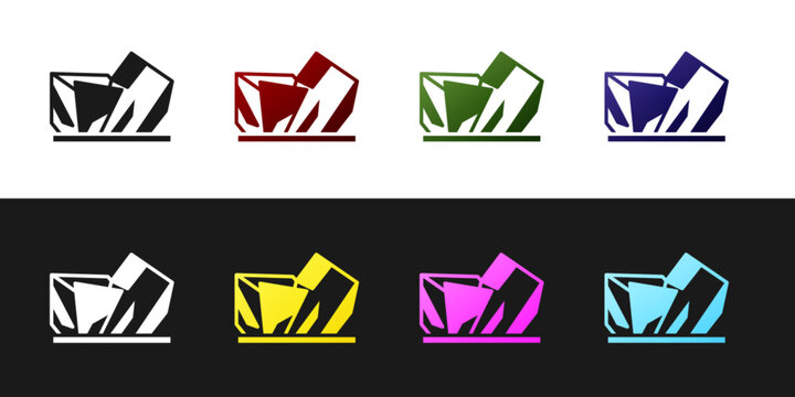 Set Royal Ontario museum in Toronto, Canada icon isolated on black and white background. Vector