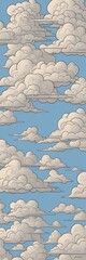 Fototapeta premium Wolken Cartoon als Hintergrund, Schäfchenwolken in Blau und Weiß