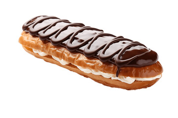 Isolated French Eclair Pastry on Transparent Background. Generative AI