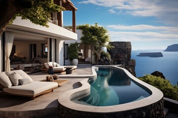 Luxurious Beachfront Retreat: Santorini Island. Ai