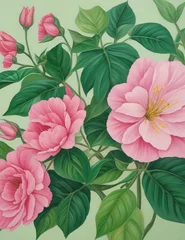  A painting of pink and white flowers. Generative AI © Tamim_Ahmed_CD