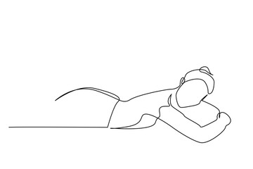 young beautiful woman beauty spa therapy lying massage lifestyle line art