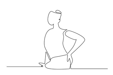 young woman hip ass pain health touching line art