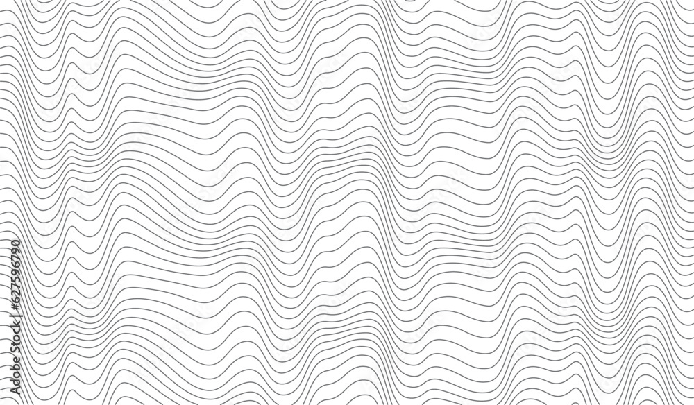 Aufkleber Abstract irregular wavy lines background. Vector Illustration of the pattern of gray lines on white background. Line texture with both editable and non-editable stroke. Vector illustration.