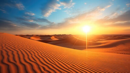 Desert dubai united arab emirates beautiful sky in the morning sunrise. Generative Ai
