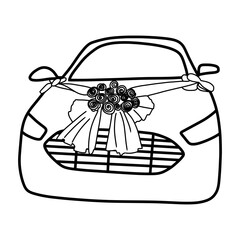 wedding car lineart illustrattion