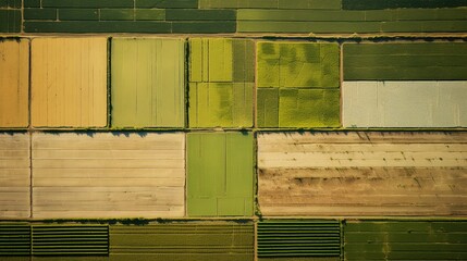 Generative AI, Farm landscape, agricultural fields, beautiful countryside, country road. Nature Illustration, photorealistic top view drone, horizontal banner..