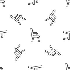 Grey line Armchair icon isolated seamless pattern on white background. Vector