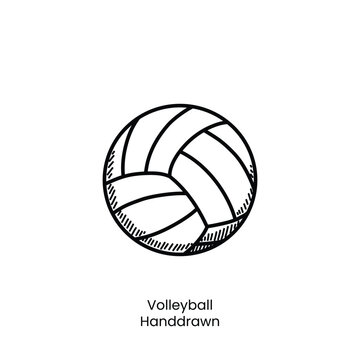 Volley Ball Handdrawn Retro Style Vintage Line Art