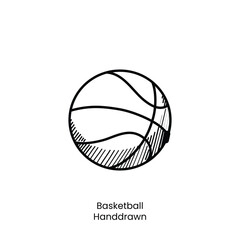 Basketball Handdrawn Retro Style Vintage Line Art