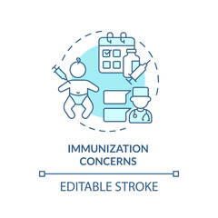 Immunization concerns turquoise concept icon. Kids vaccination. Disease prevention. Infant care. Vaccine safety abstract idea thin line illustration. Isolated outline drawing. Editable stroke