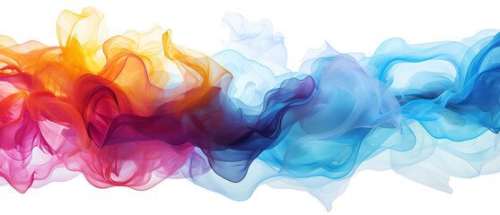 Fototapeta na wymiar Multi -colored, colorful smoke. Line/wave of air paint. Color cloud. Isolated on a transparent background. KI.