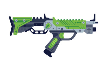 Fantastic Weapon and Raygun as Destructive Energy Gun Vector Illustration