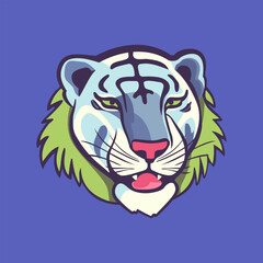 Trendy groovy panther, cheetah head vector illustration in american 70s 80s cartoon style. Colorful flat design. For poster, card, banner, logo, avatar, game design.