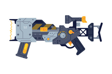 Fantastic Weapon and Raygun as Destructive Energy Gun Vector Illustration